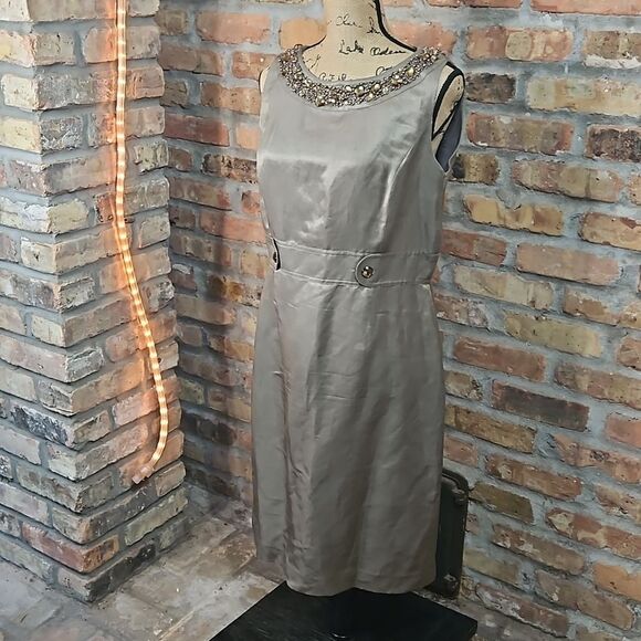 Alex Marie Bronze Linen/Silk blend dress size 12 - Picture 2 of 10